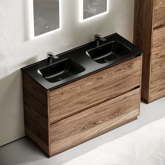 Тумба напольная с раковиной Sancos Libra Floor 120 см LB120F-2ECH, дуб чарльстон (раковина Element CN7004MB) - фото 6