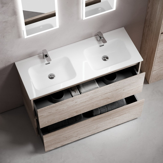 Тумба напольная с раковиной Sancos Libra Floor 120 см LB120F-2EG, дуб галифакс натуральный (раковина Element CN7004) - фото 5