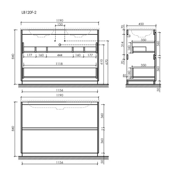Тумба напольная с раковиной Sancos Libra Floor 120 см LB120F-2W (раковина Element CN7004) - фото 9