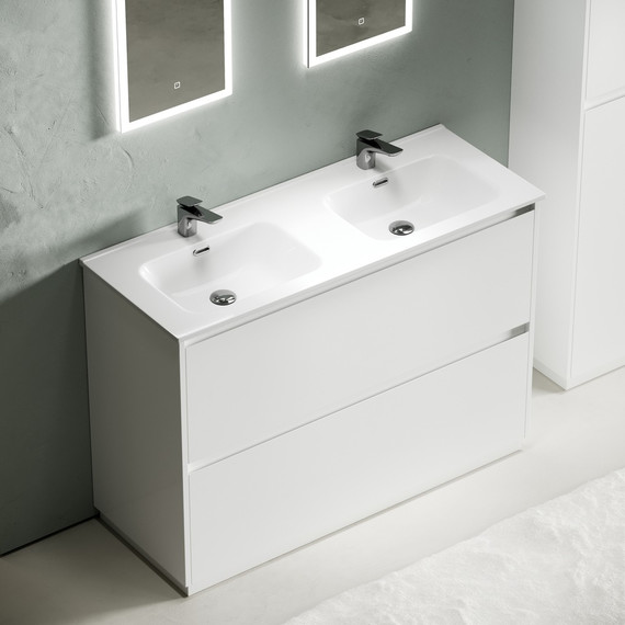 Тумба напольная с раковиной Sancos Libra Floor 120 см LB120F-2W (раковина Element CN7004) - фото 4