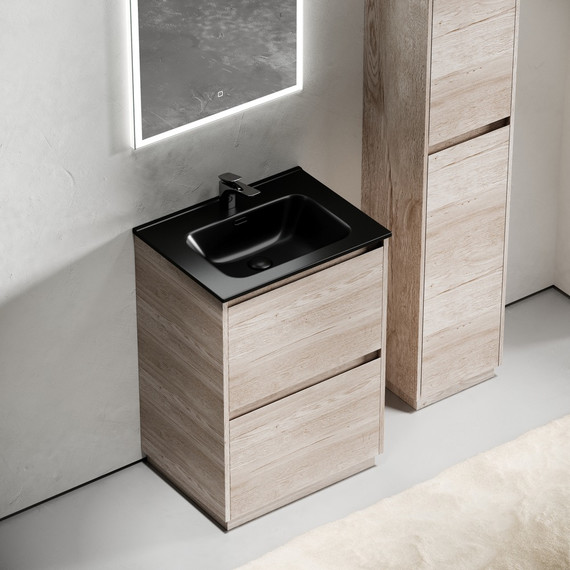 Тумба напольная с раковиной Sancos Libra Floor 60 см LB60FEG, дуб галифакс натуральный (раковина Element CN7001MB) - фото, картинка 6 Тумба напольная с раковиной Sancos Libra Floor 60 см LB60FEG, дуб галифакс натуральный (раковина Element CN7001MB) - фото 6