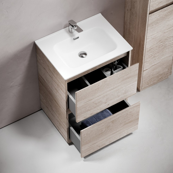 Тумба напольная с раковиной Sancos Libra Floor 60 см LB60FEG, дуб галифакс натуральный (раковина Element CN7001) - фото, картинка 5 Тумба напольная с раковиной Sancos Libra Floor 60 см LB60FEG, дуб галифакс натуральный (раковина Element CN7001) - фото 5