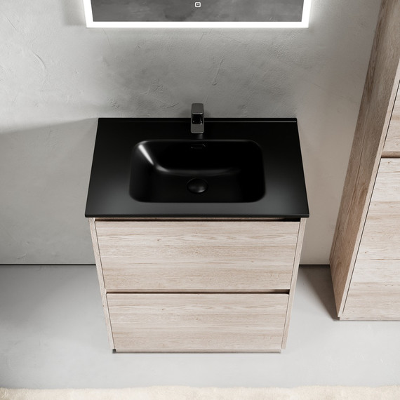 Тумба напольная с раковиной-столешницей Sancos Libra Floor 70 см LB70FEG, дуб галифакс натуральный (раковина Element CN7007MB) - фото, картинка  Тумба напольная с раковиной-столешницей Sancos Libra Floor 70 см LB70FEG, дуб галифакс натуральный (раковина Element CN7007MB) - фото