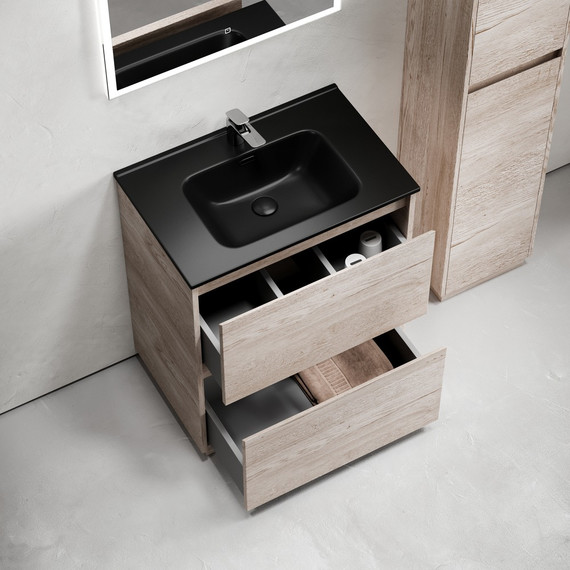 Тумба напольная с раковиной-столешницей Sancos Libra Floor 70 см LB70FEG, дуб галифакс натуральный (раковина Element CN7007MB) - фото, картинка 4 Тумба напольная с раковиной-столешницей Sancos Libra Floor 70 см LB70FEG, дуб галифакс натуральный (раковина Element CN7007MB) - фото 4