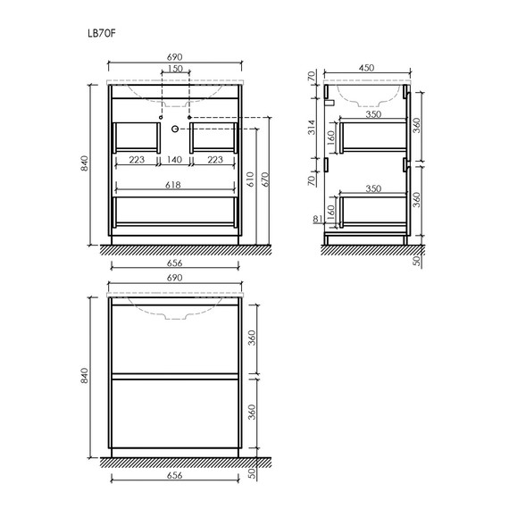 Тумба напольная с раковиной-столешницей Sancos Libra Floor 70 см LB70FW (раковина Element CN7007MB) - фото, картинка 9 Тумба напольная с раковиной-столешницей Sancos Libra Floor 70 см LB70FW (раковина Element CN7007MB) - фото 9