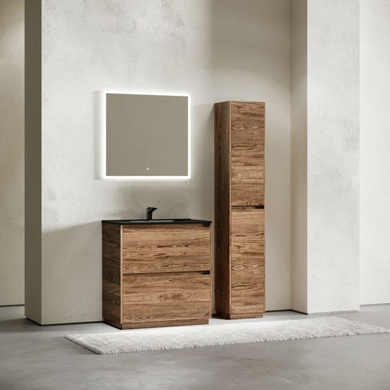 Тумба напольная с раковиной-столешницей Sancos Libra Floor 80 см LB80FECH, дуб чарльстон (раковина Element CN7005MB) - фото 8