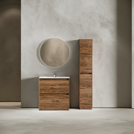 Тумба напольная с раковиной-столешницей Sancos Libra Floor 80 см LB80FECH, дуб чарльстон (раковина Element CN7005) - фото 8