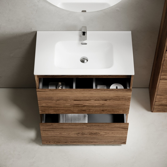 Тумба напольная с раковиной-столешницей Sancos Libra Floor 80 см LB80FECH, дуб чарльстон (раковина Element CN7005) - фото 5