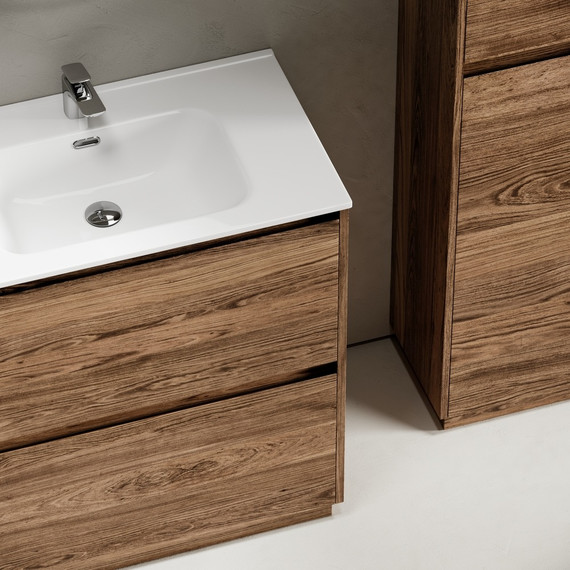 Тумба напольная с раковиной-столешницей Sancos Libra Floor 80 см LB80FECH, дуб чарльстон (раковина Element CN7005) - фото 7