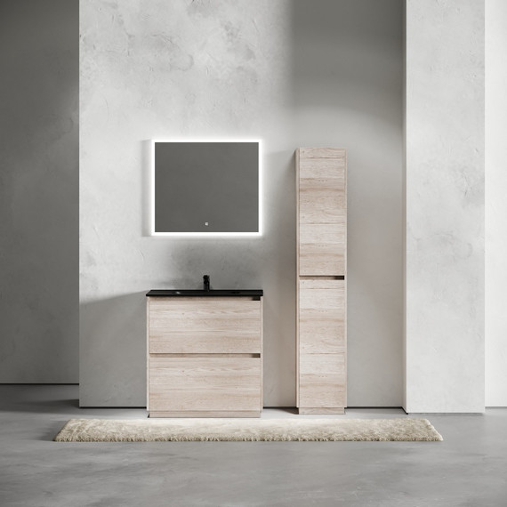 Тумба напольная с раковиной-столешницей Sancos Libra Floor 80 см LB80FEG, дуб галифакс натуральный (раковина Element CN7005MB) - фото 9