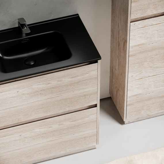 Тумба напольная с раковиной-столешницей Sancos Libra Floor 80 см LB80FEG, дуб галифакс натуральный (раковина Element CN7005MB) - фото 7