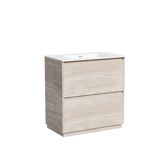 Тумба напольная с раковиной-столешницей Sancos Libra Floor 80 см LB80FEG, дуб галифакс натуральный (раковина Element CN7005) - фото 2