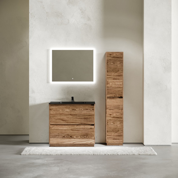 Тумба напольная с раковиной-столешницей Sancos Libra Floor 90 см LB90FECH, дуб чарльстон (раковина Element CN7002MB) - фото 9