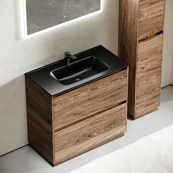 Тумба напольная с раковиной-столешницей Sancos Libra Floor 90 см LB90FECH, дуб чарльстон (раковина Element CN7002MB) - фото 6