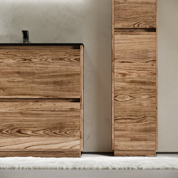 Тумба напольная с раковиной-столешницей Sancos Libra Floor 90 см LB90FECH, дуб чарльстон (раковина Element CN7002MB) - фото 7