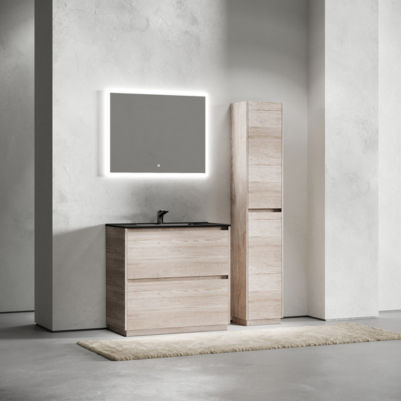 Тумба напольная с раковиной-столешницей Sancos Libra Floor 90 см LB90FEG, дуб галифакс натуральный (раковина Element CN7002MB) - фото 8