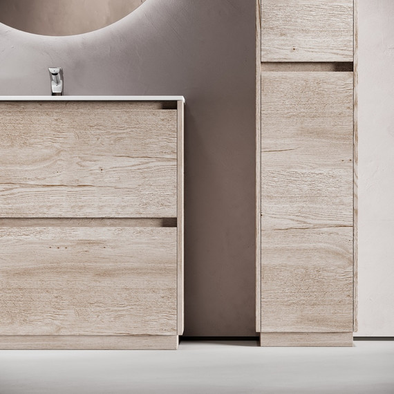 Тумба напольная с раковиной-столешницей Sancos Libra Floor 90 см LB90FEG, дуб галифакс натуральный (раковина Element CN7002) - фото 7