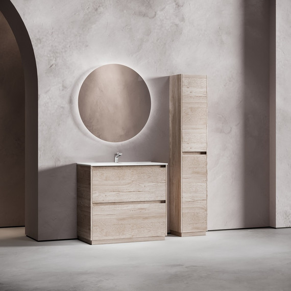 Тумба напольная с раковиной-столешницей Sancos Libra Floor 90 см LB90FEG, дуб галифакс натуральный (раковина Element CN7002) - фото 8