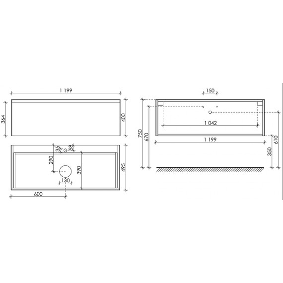 Тумба подвесная с раковиной Sancos Stone 120 см ST120NM, Nero Marquina - фото 11