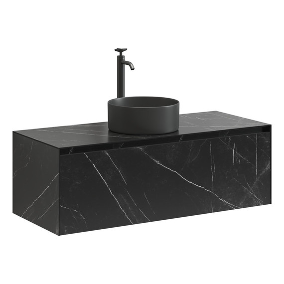 Тумба подвесная с раковиной Sancos Stone 120 см ST120NM, Nero Marquina - фото 
