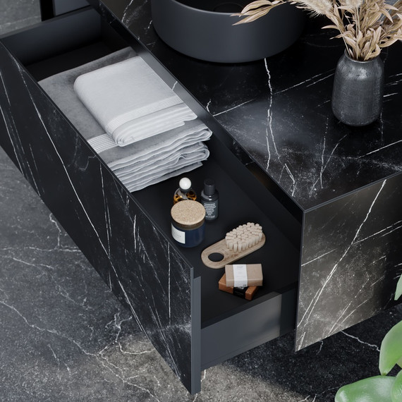 Тумба подвесная с раковиной Sancos Stone 120 см ST120NM, Nero Marquina - фото 4