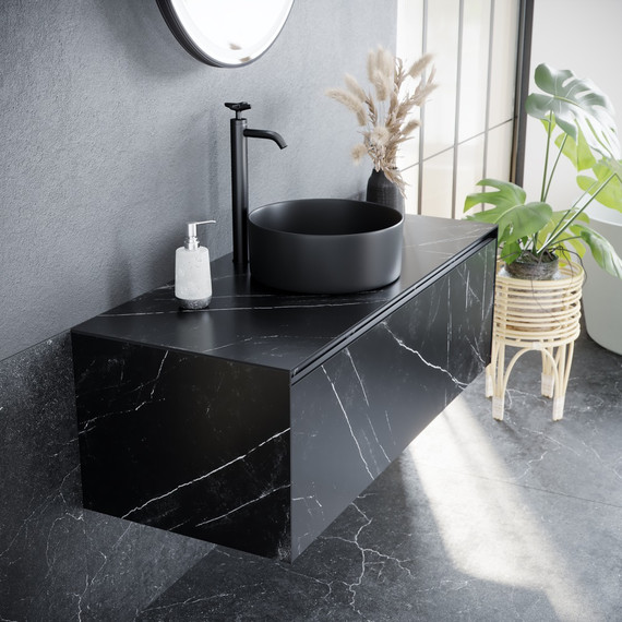 Тумба подвесная с раковиной Sancos Stone 120 см ST120NM, Nero Marquina - фото 5