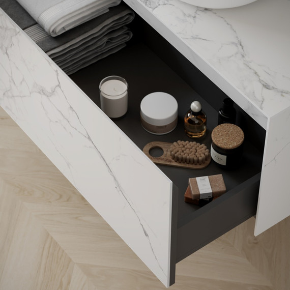 Тумба подвесная с раковиной Sancos Stone 120 см ST120SV, Statuario white - фото 4