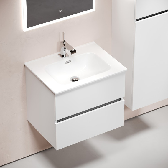 Тумба подвесная с раковиной Sancos Urban 60 см UR60W (раковина Element CN7001) - фото, картинка  Тумба подвесная с раковиной Sancos Urban 60 см UR60W (раковина Element CN7001) - фото