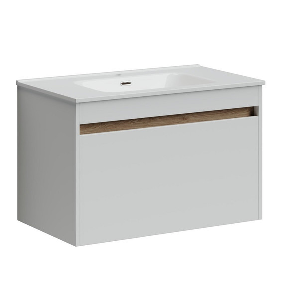 Тумба подвесная с раковиной-столешницей Sancos Smart 80 см SM80W - фото 