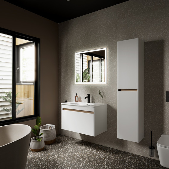 Тумба подвесная с раковиной-столешницей Sancos Smart 80 см SM80W - фото 5