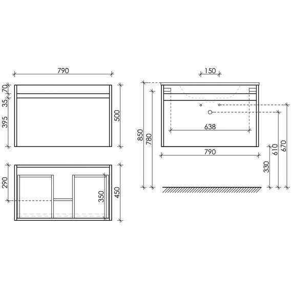 Тумба подвесная с раковиной-столешницей Sancos Smart 80 см SM80W - фото 7