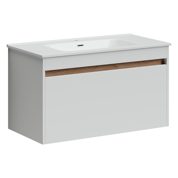 Тумба подвесная с раковиной-столешницей Sancos Smart 90 см SM90W - фото 