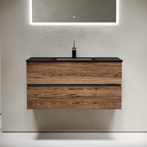 Тумба подвесная с раковиной-столешницей Sancos Urban 100 см UR100ECH, дуб чарльстон (раковина Element CN7003MB) - фото 3