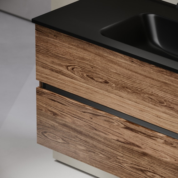 Тумба подвесная с раковиной-столешницей Sancos Urban 100 см UR100ECH, дуб чарльстон (раковина Element CN7003MB) - фото 6