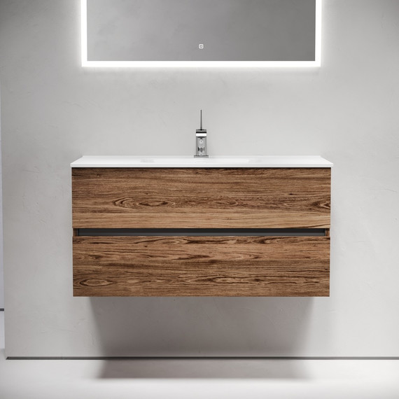 Тумба подвесная с раковиной-столешницей Sancos Urban 100 см UR100ECH, дуб чарльстон (раковина Element CN7003) - фото 3