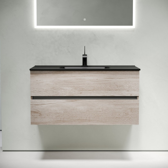 Тумба подвесная с раковиной-столешницей Sancos Urban 100 см UR100EG, дуб галифакс натуральный (раковина Element CN7003MB) - фото 3