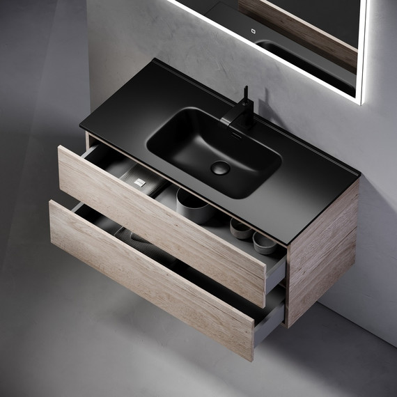 Тумба подвесная с раковиной-столешницей Sancos Urban 100 см UR100EG, дуб галифакс натуральный (раковина Element CN7003MB) - фото 6