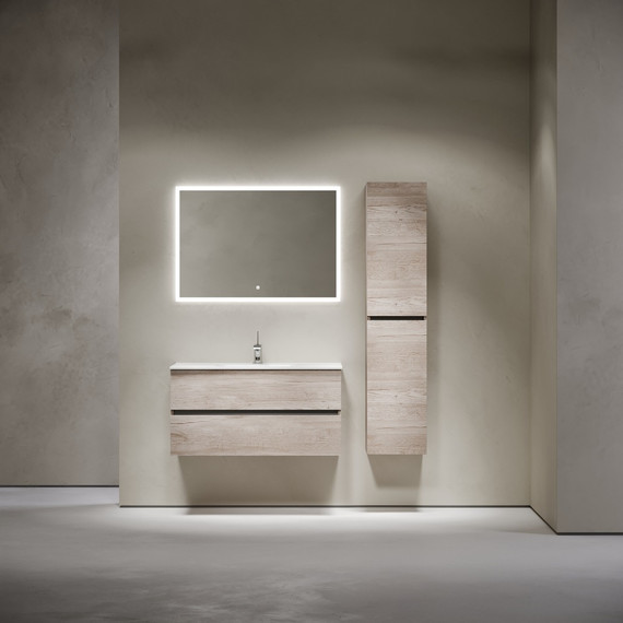 Тумба подвесная с раковиной-столешницей Sancos Urban 100 см UR100EG, дуб галифакс натуральный (раковина Element CN7003) - фото 9