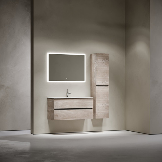 Тумба подвесная с раковиной-столешницей Sancos Urban 100 см UR100EG, дуб галифакс натуральный (раковина Element CN7003) - фото 8