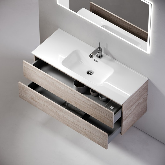 Тумба подвесная с раковиной-столешницей Sancos Urban 100 см UR100EG, дуб галифакс натуральный (раковина Element CN7003) - фото 6