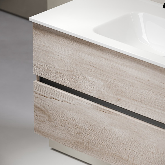 Тумба подвесная с раковиной-столешницей Sancos Urban 100 см UR100EG, дуб галифакс натуральный (раковина Element CN7003) - фото 7