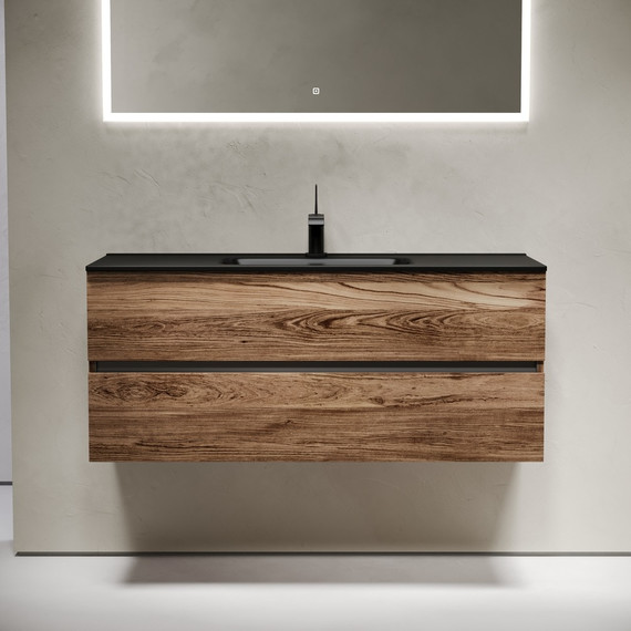 Тумба подвесная с раковиной-столешницей Sancos Urban 120 см UR120-1ECH, дуб чарльстон (раковина Element CN7006MB) - фото 