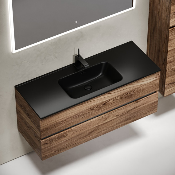 Тумба подвесная с раковиной-столешницей Sancos Urban 120 см UR120-1ECH, дуб чарльстон (раковина Element CN7006MB) - фото 4