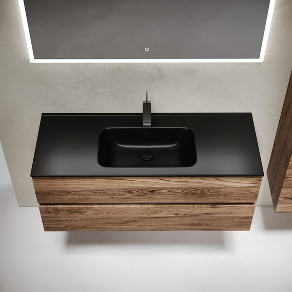 Тумба подвесная с раковиной-столешницей Sancos Urban 120 см UR120-1ECH, дуб чарльстон (раковина Element CN7006MB) - фото 5