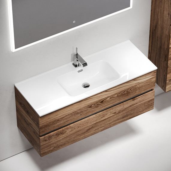 Тумба подвесная с раковиной-столешницей Sancos Urban 120 см UR120-1ECH, дуб чарльстон (раковина Element CN7006) - фото 4