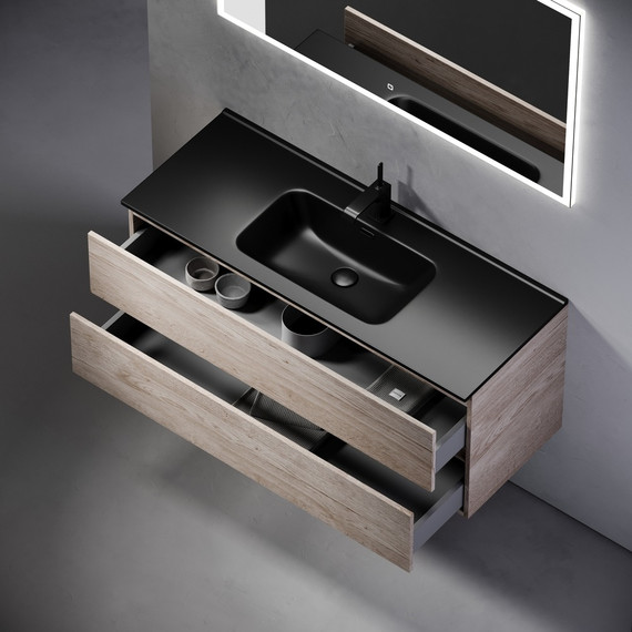 Тумба подвесная с раковиной-столешницей Sancos Urban 120 см UR120-1EG, дуб галифакс натуральный (раковина Element CN7006MB) - фото 6