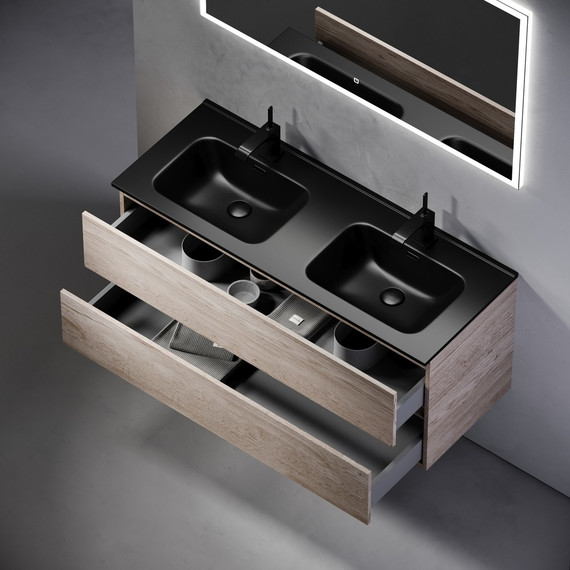 Тумба подвесная с раковиной Sancos Urban 120 см UR120-2EG, дуб галифакс натуральный (раковина Element CN7004MB) - фото 6