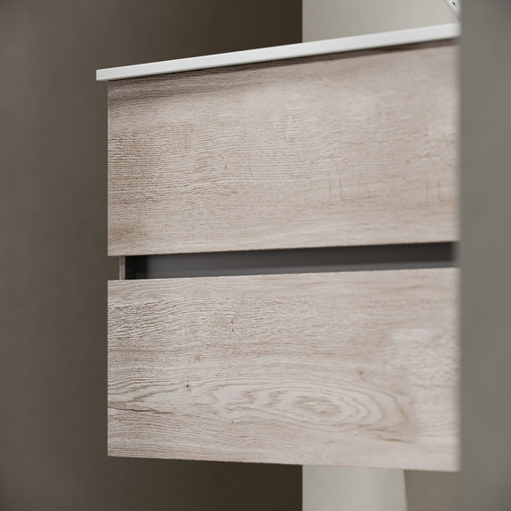 Тумба подвесная с раковиной Sancos Urban 120 см UR120-2EG, дуб галифакс натуральный (раковина Element CN7004) - фото 7