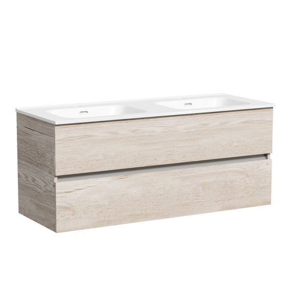 Тумба подвесная с раковиной Sancos Urban 120 см UR120-2EG, дуб галифакс натуральный (раковина Element CN7004) - фото 