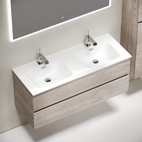 Тумба подвесная с раковиной Sancos Urban 120 см UR120-2EG, дуб галифакс натуральный (раковина Element CN7004) - фото 4